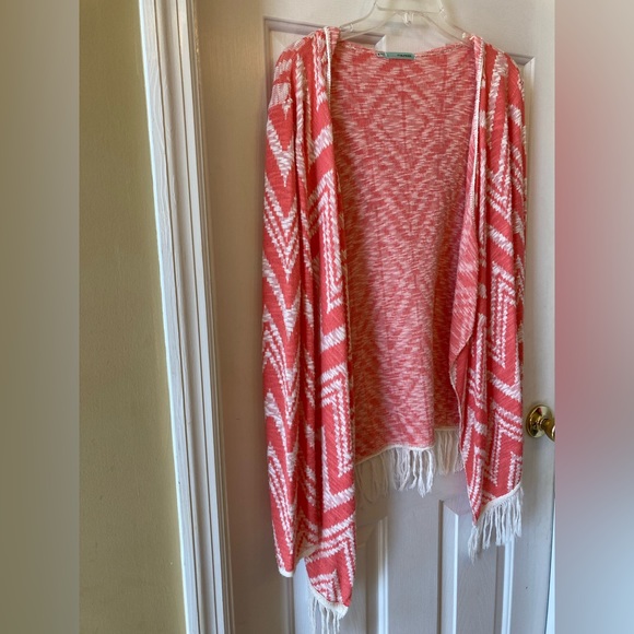 Maurice’s cardigan, orange/white chevron, size medium - Picture 2 of 4
